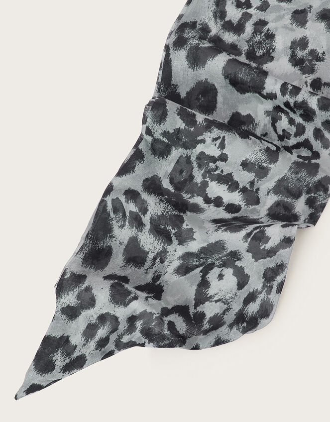 Leopard Print Hair Scarf, Gray (GREY), large