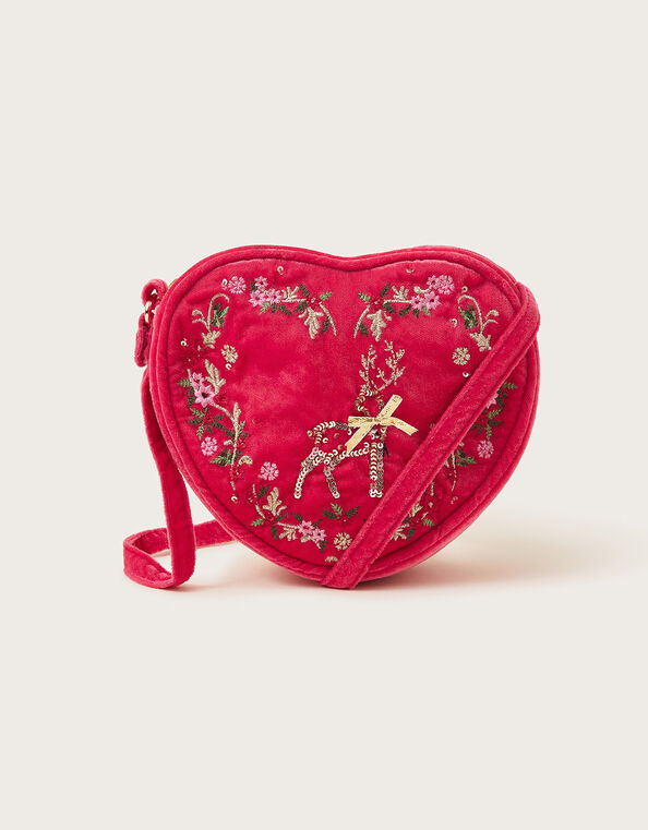 Enchanted Reindeer Velvet Heart Bag, , large