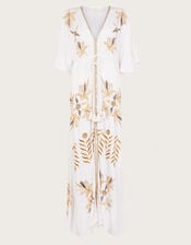 Jasmine Embroidered Kaftan Maxi Dress, White (WHITE), large