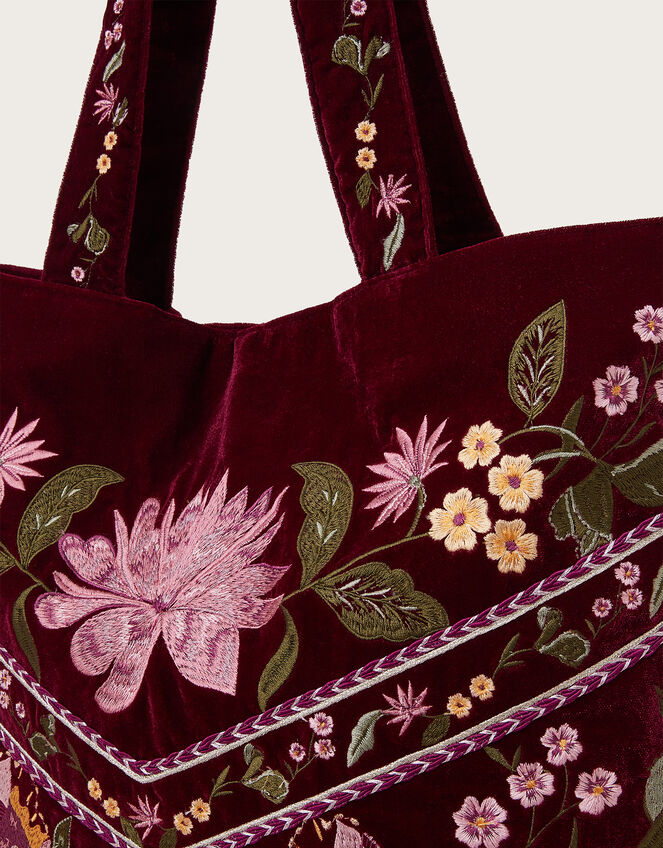 Freya Embroidered Velvet Tote Bag, , large