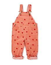 Dotty Dungarees Heart Print Dungarees, Pink (PINK), large