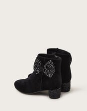 Velvet Bow Boots, Black (BLACK), large