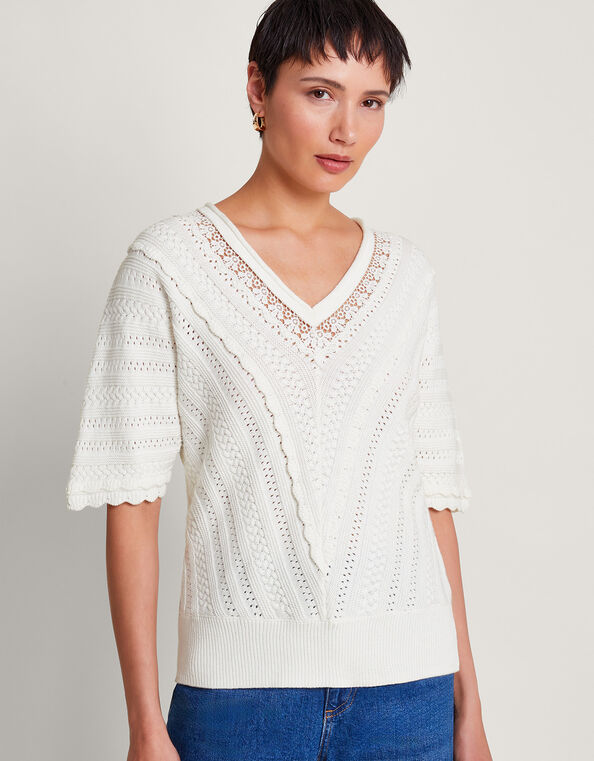 Lulu Short Sleeve Jumper, Ivory (IVORY), large