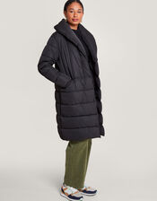 Stephie Stitch Detail Padded Coat in Recycled Polyester, Black (BLACK), large