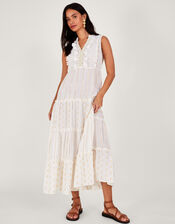 Metallic Maxi Kaftan Dress, Ivory (IVORY), large