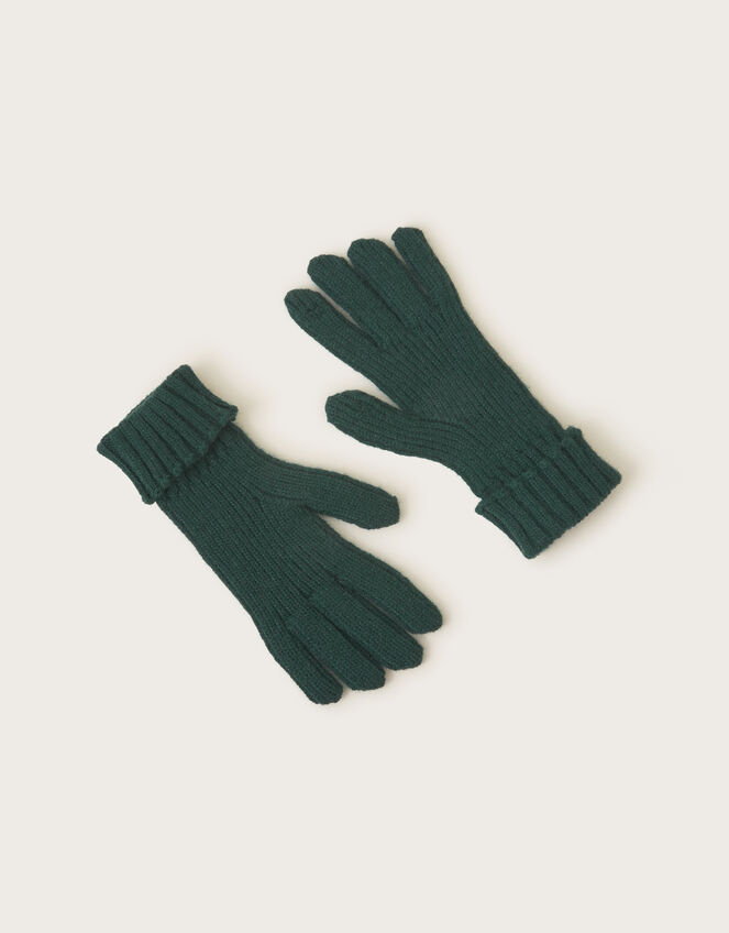 Plain Knit Gloves, Teal (TEAL), large