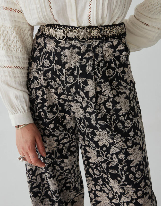 Maison Hotel Floral Print Trousers, Black (BLACK), large