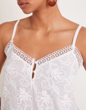 Rosie Embroidered Cami Top, White (WHITE), large