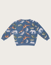 Glow in the Dark Dinosaur Print Sweatshirt, Blue (BLUE), large