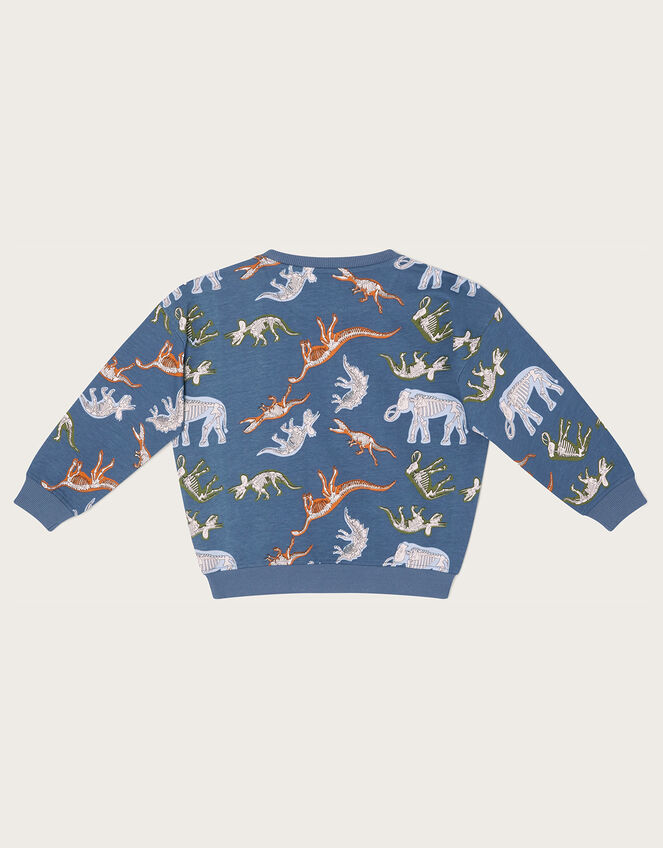 Glow in the Dark Dinosaur Print Sweatshirt, Blue (BLUE), large