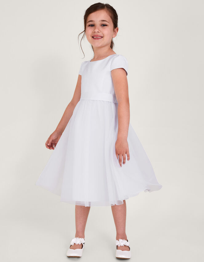 Tulle Bridesmaid Communion Dress, White (WHITE), large