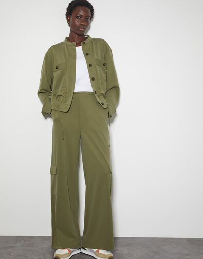 Una Wide Leg Utility Trousers, Green (KHAKI), large