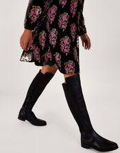 Ruby Paisley Velvet Dress, Black (BLACK), large