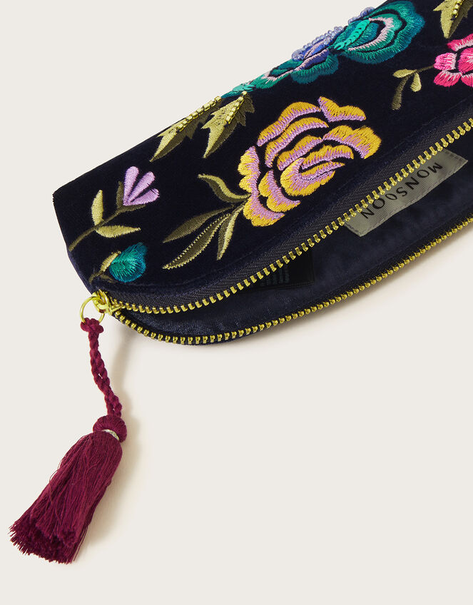 Floral Embroidered Pencil Case, , large