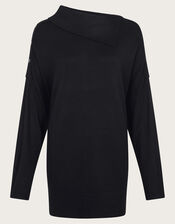 Beth Button Detail Sweater, Black (BLACK), large