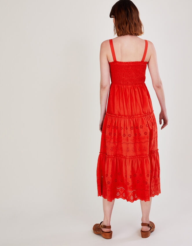 Plain Schiffli Wide Strap Sun Dress Red | Day Dresses Monsoon Global.