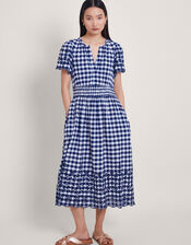 Nyla Gingham Dress, Blue (NAVY), large