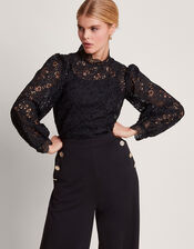 Lilly Lace Blouse, Black (BLACK), large