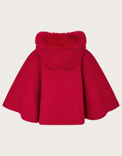 Baby Faux Fur Hooded Cape Coat, Red (RED), large