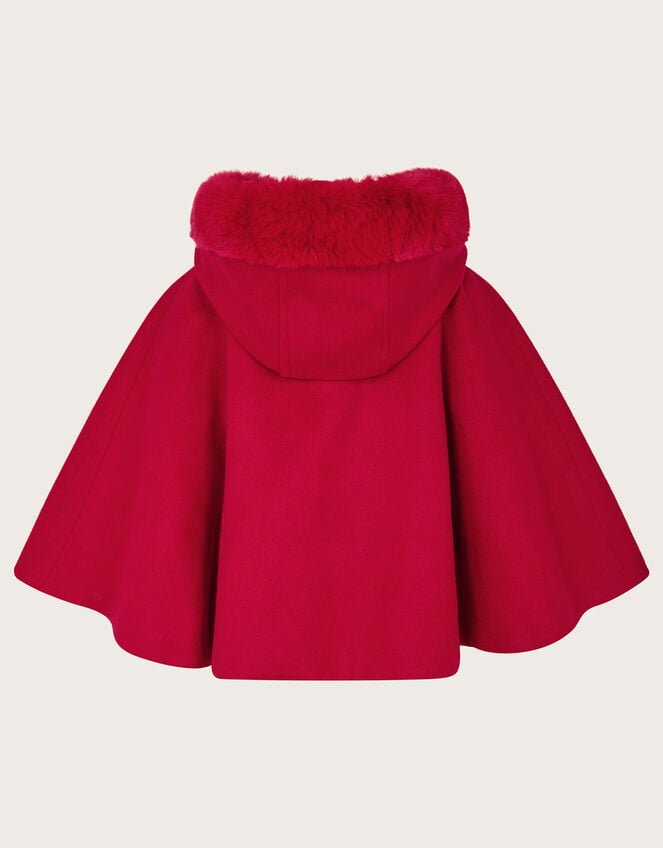 Baby Faux Fur Hooded Cape Coat, Red (RED), large