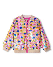 Hatley Star Sequin Bomber Jacket, Pink (PINK), large