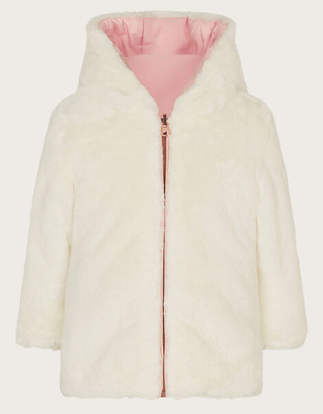 Baby Reversible Faux Fur Coat, Pink (PINK), large
