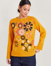 Embroidered Jumper, Yellow (OCHRE), large