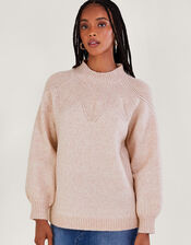 Pattern Neck Jumper, Pink (PINK), large