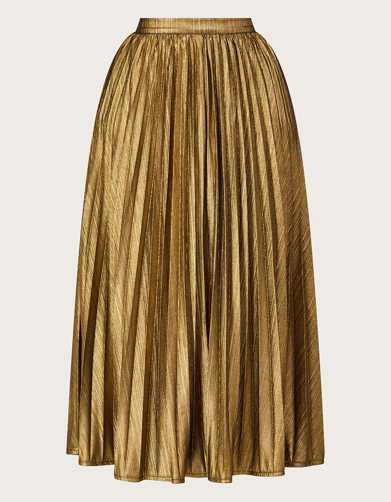 Mia Pleated Midi Skirt Gold