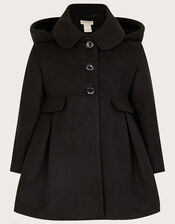 Collar Hooded Coat, Black (BLACK), large