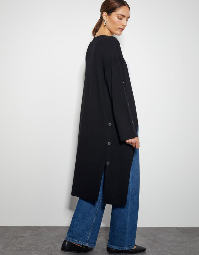 Bo Button Detail Longline Cardigan, Black (BLACK), large