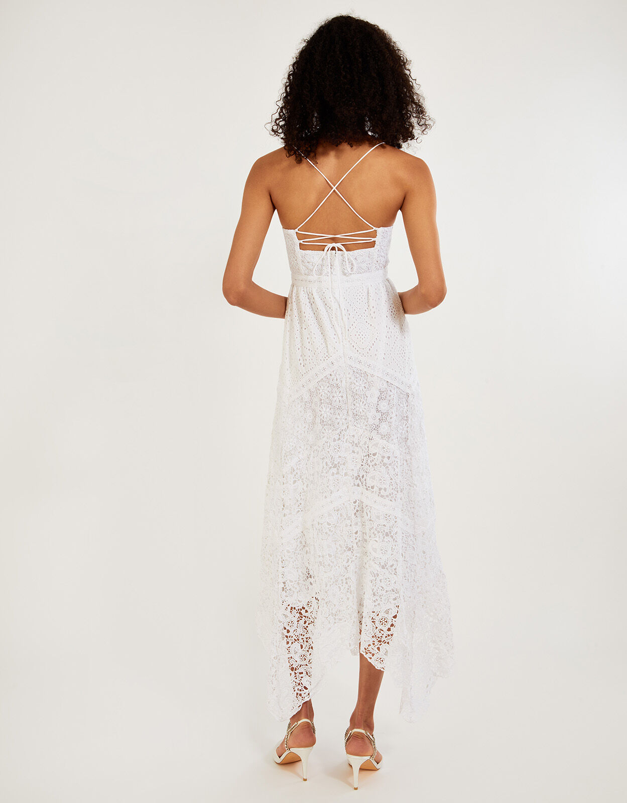 Ivory Lace Handkerchief Hem Dress