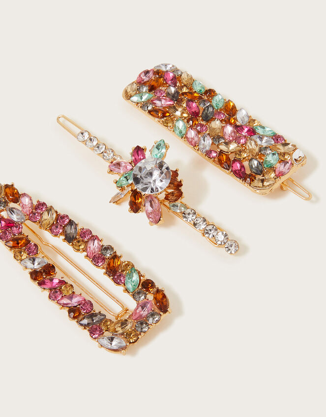 Sparkle Gem Hair Clips Set of Three, , large