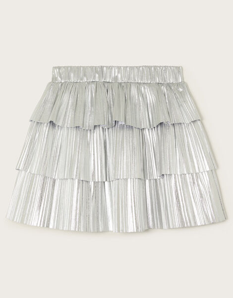 Metallic Ruffle Skirt, Silver (SILVER), large