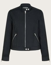 Sasha Suedette Biker Jacket, Black (BLACK), large