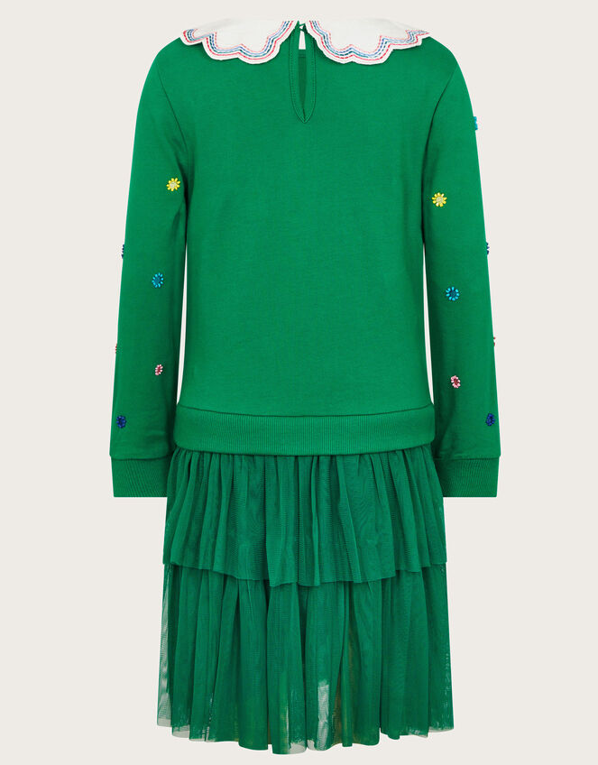 Christmas Embroidered 2-in-1 Sweatshirt Dress, Green (GREEN), large