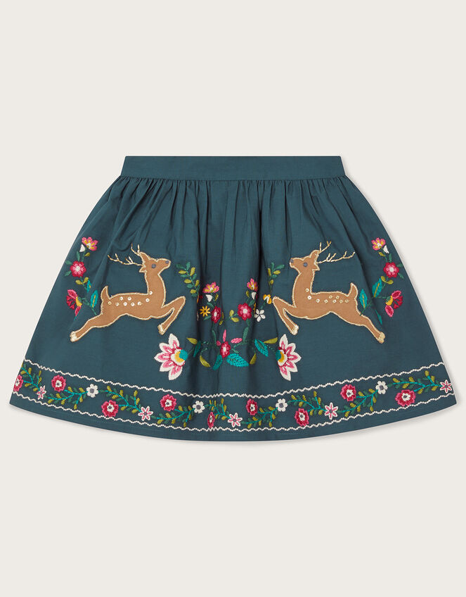 Deer Applique Flower Skirt, Teal (TEAL), large