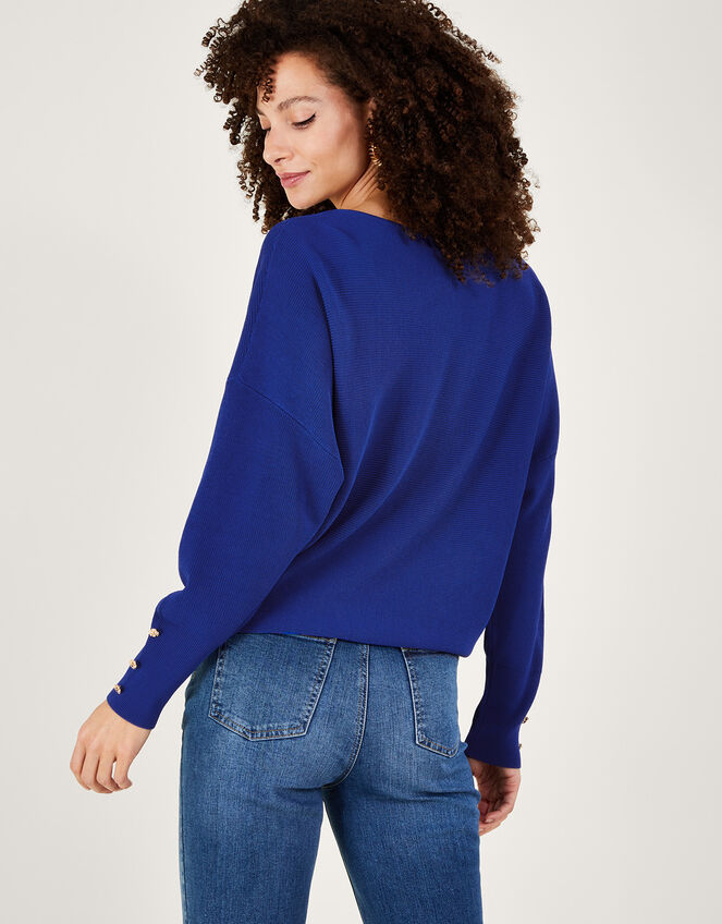 Ottoman Rib Sweater with LENZINGâ„¢ ECOVEROâ„¢, Blue (BLUE), large