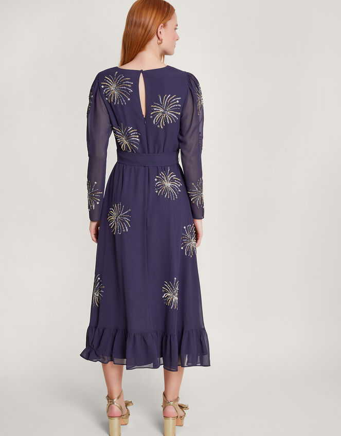 Serena Embellished Wrap Dress, Blue (MIDNIGHT), large