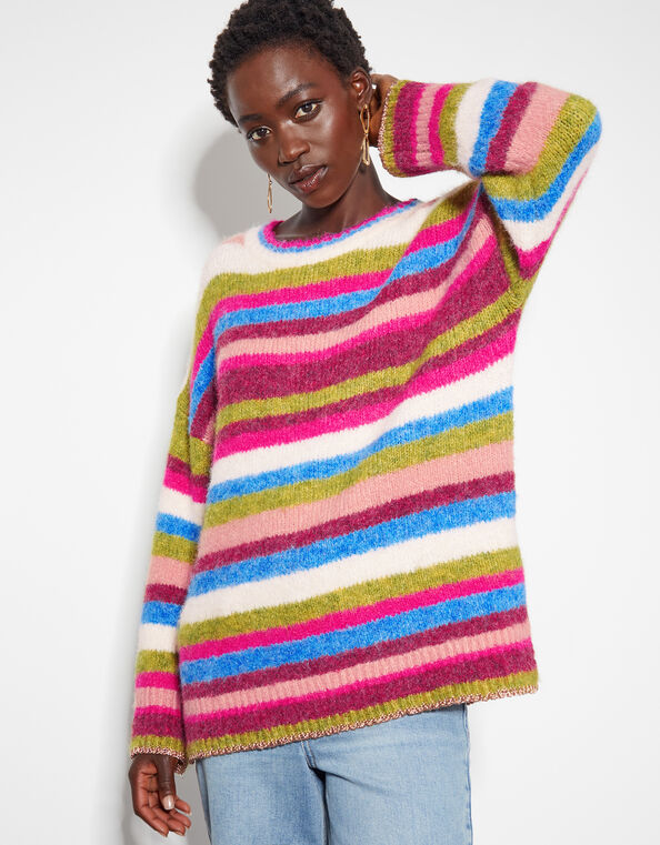Shonda Colorful Stripe Sweater, Multi (MULTI), large