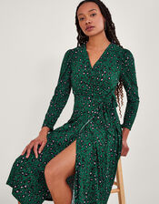 Print Wrap Dress, Green (GREEN), large