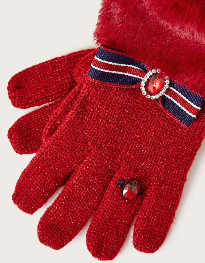 Bow Ring Gloves, Red (RED), large