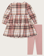 Baby Long Sleeve Check Dress and Leggings Set, Pink (PINK), large