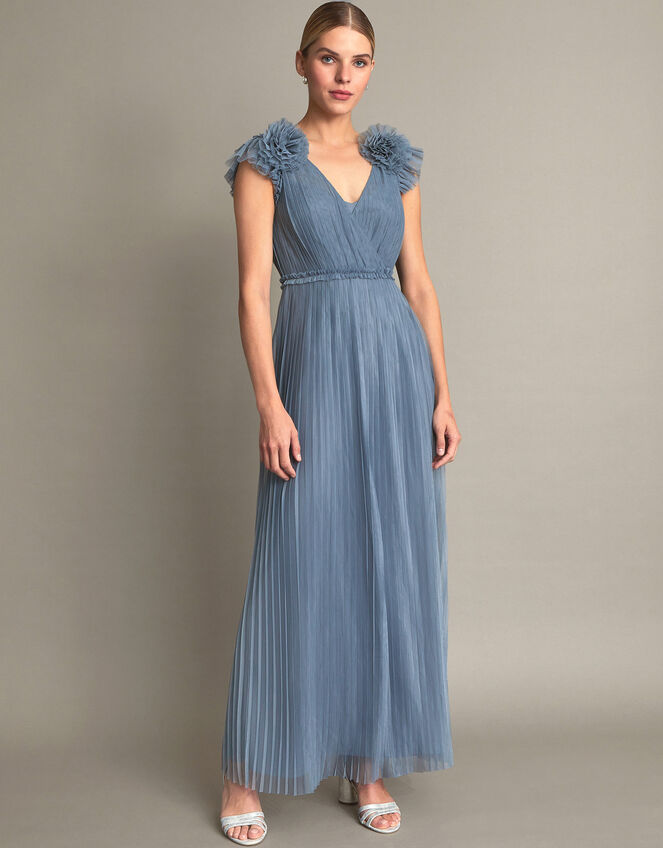 Wendy Pleated Maxi Dress, Blue (BLUE), large