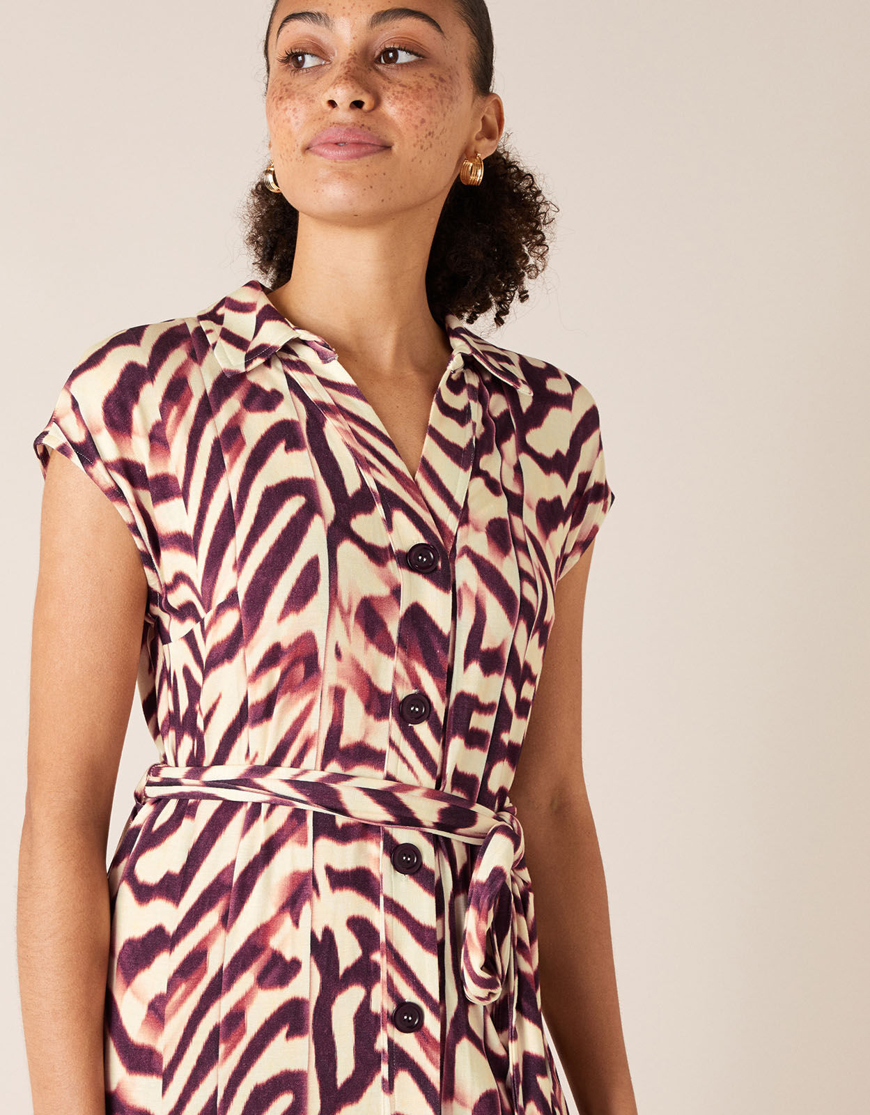 animal print shirt midi dress