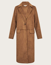 Tove Suedette Trench Coat, Brown (BROWN), large