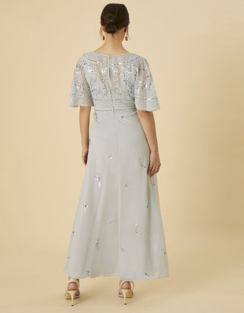 Elena Embellished Shorter Length Dress Silver | Evening Dresses ...