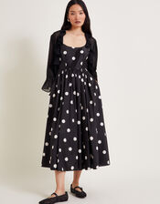 Sicily Spot Print Dress, Black (BLACK), large