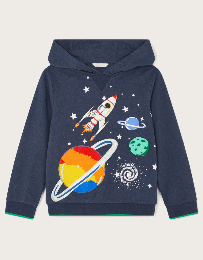 Space Print Hoodie, Blue (BLUE), large