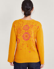 Embroidered Jumper, Yellow (OCHRE), large